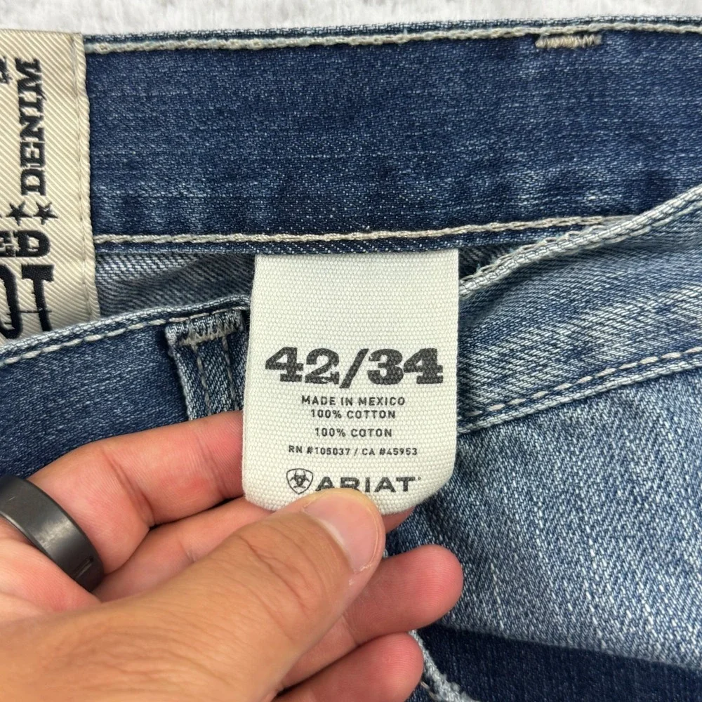 Ariat M2 Bootcut Jeans Mens 42x34 Blue Denim 5 Pockets High Rise Relaxed Fit